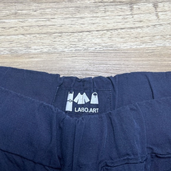 Labo.Art Panta Vela Clara Trouser Pants Womens 0 Blue Linen Blend Barrel Leg - Picture 3 of 7